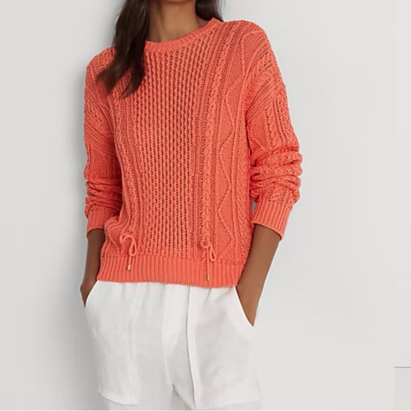 Lauren Ralph Lauren Sweaters - Lauren Lacing Cable-Knit Cotton Sweater